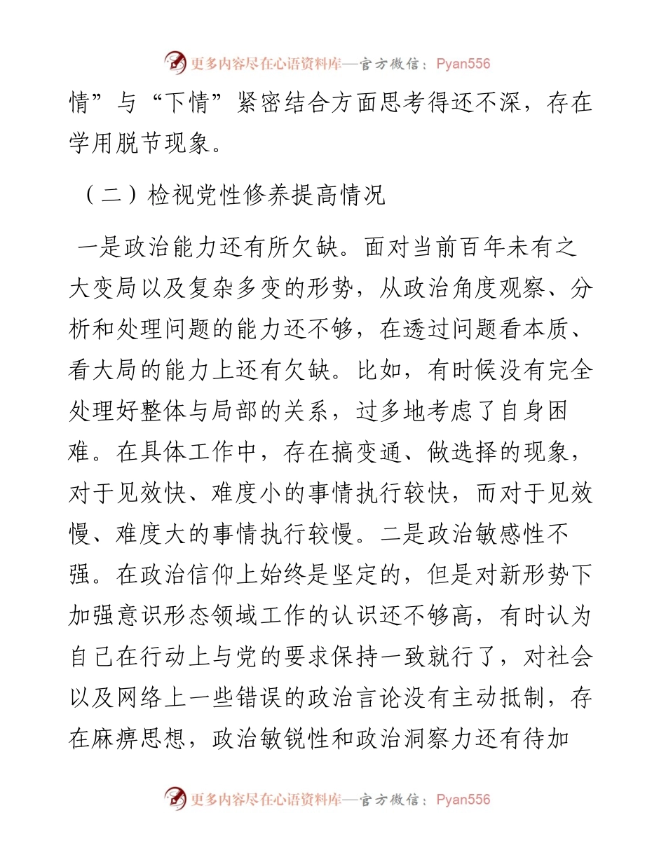 专题组织生活会个人发言提纲.docx_第2页