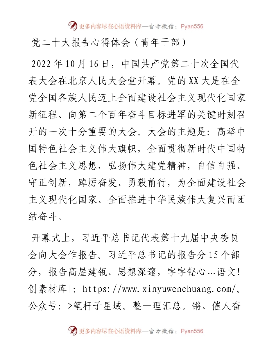 党二十大报告心得体会---青年干部.docx_第1页