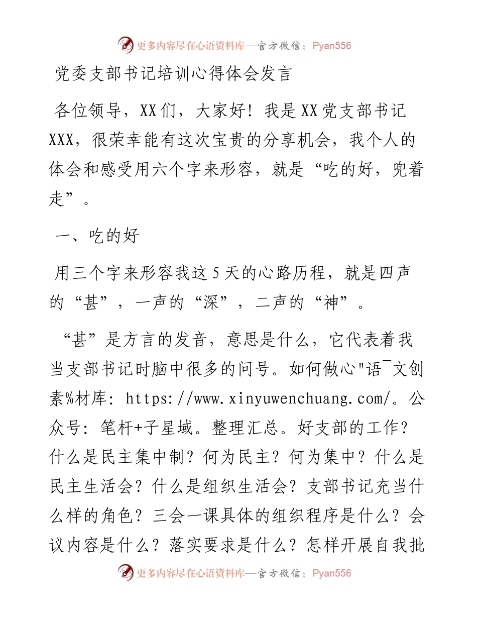 党委支部书记培训心得体会发言.docx_第1页