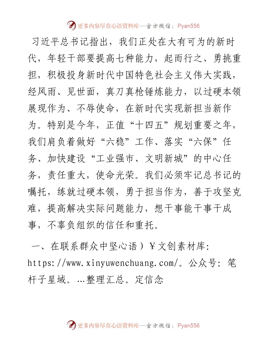 不负青春韶华 勇担时代重任——基层干部座谈会发言.docx_第1页