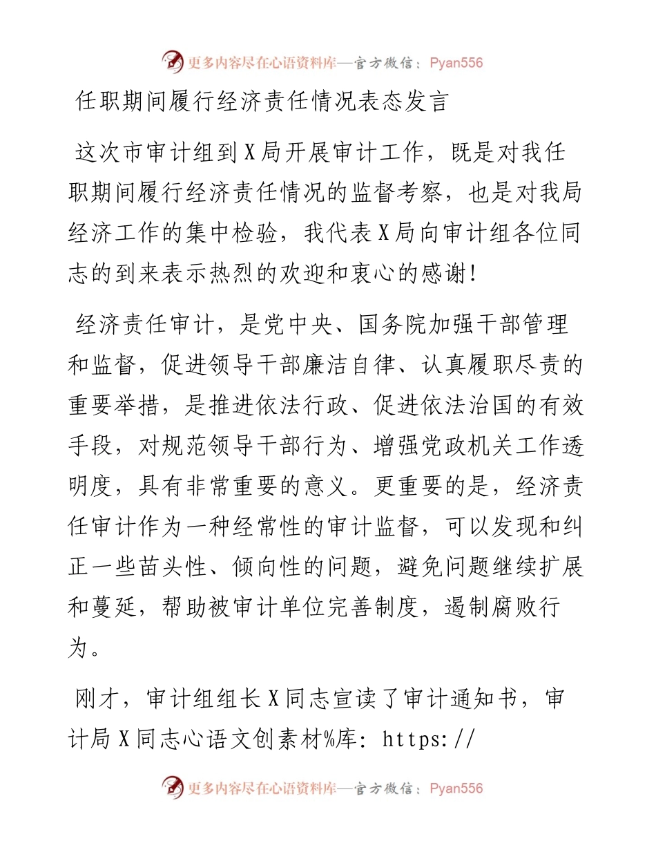 任职期间履行经济责任情况表态发言.docx_第1页