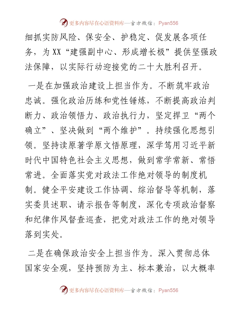 二十大访谈--提升站位担当作为为XX“建强副中心”提供坚强政法保障.docx_第2页