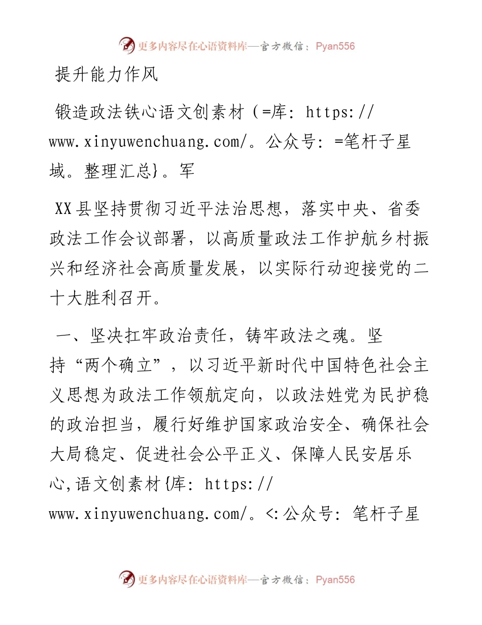 二十大访谈--提升能力作风锻造政法铁军.docx_第1页