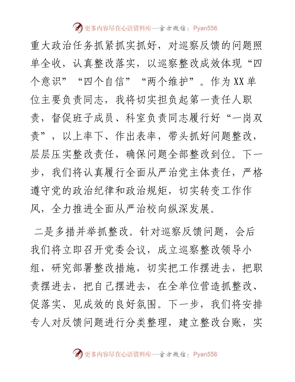 主要负责同志在巡察反馈时表态发言.docx_第2页