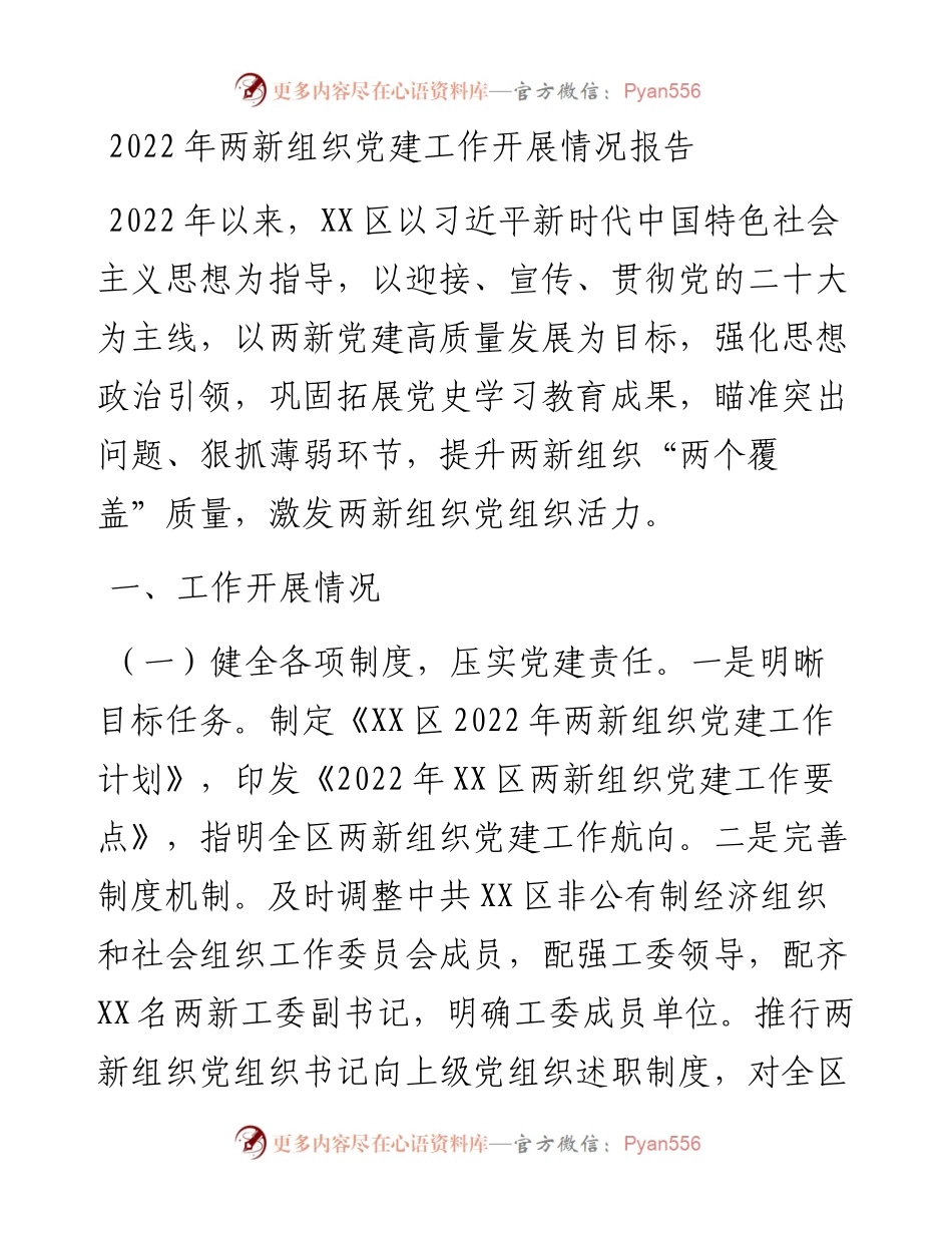 两新组织党建工作开展情况报告.docx_第1页