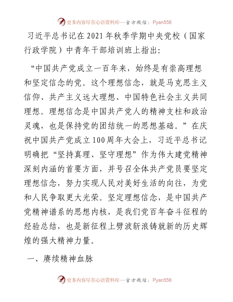 中青干部专题党课讲稿：坚定理想信念铸就新的辉煌.docx_第1页