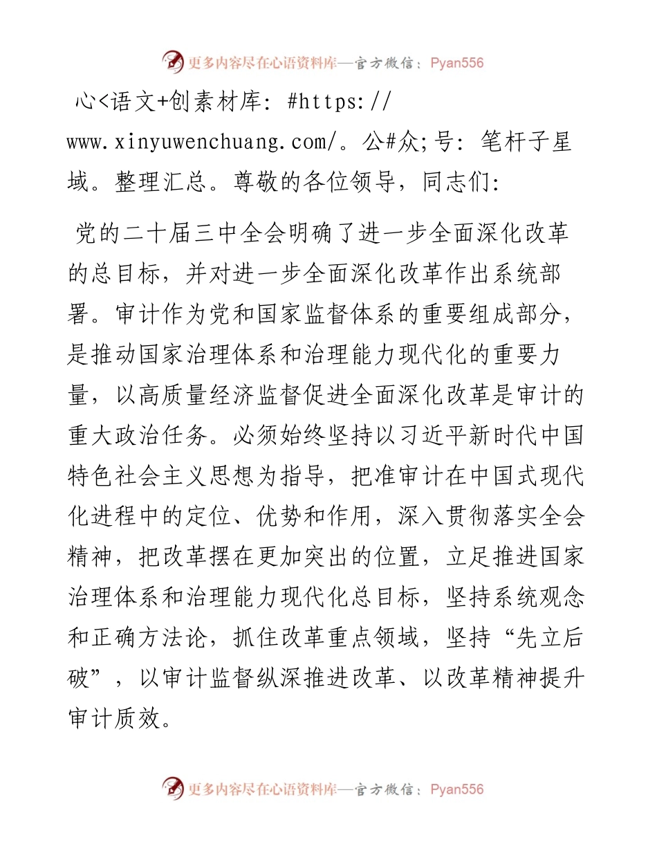 交流发言：坚持以审计监督纵深推进改革、以改革精神提升审计质效.docx_第1页