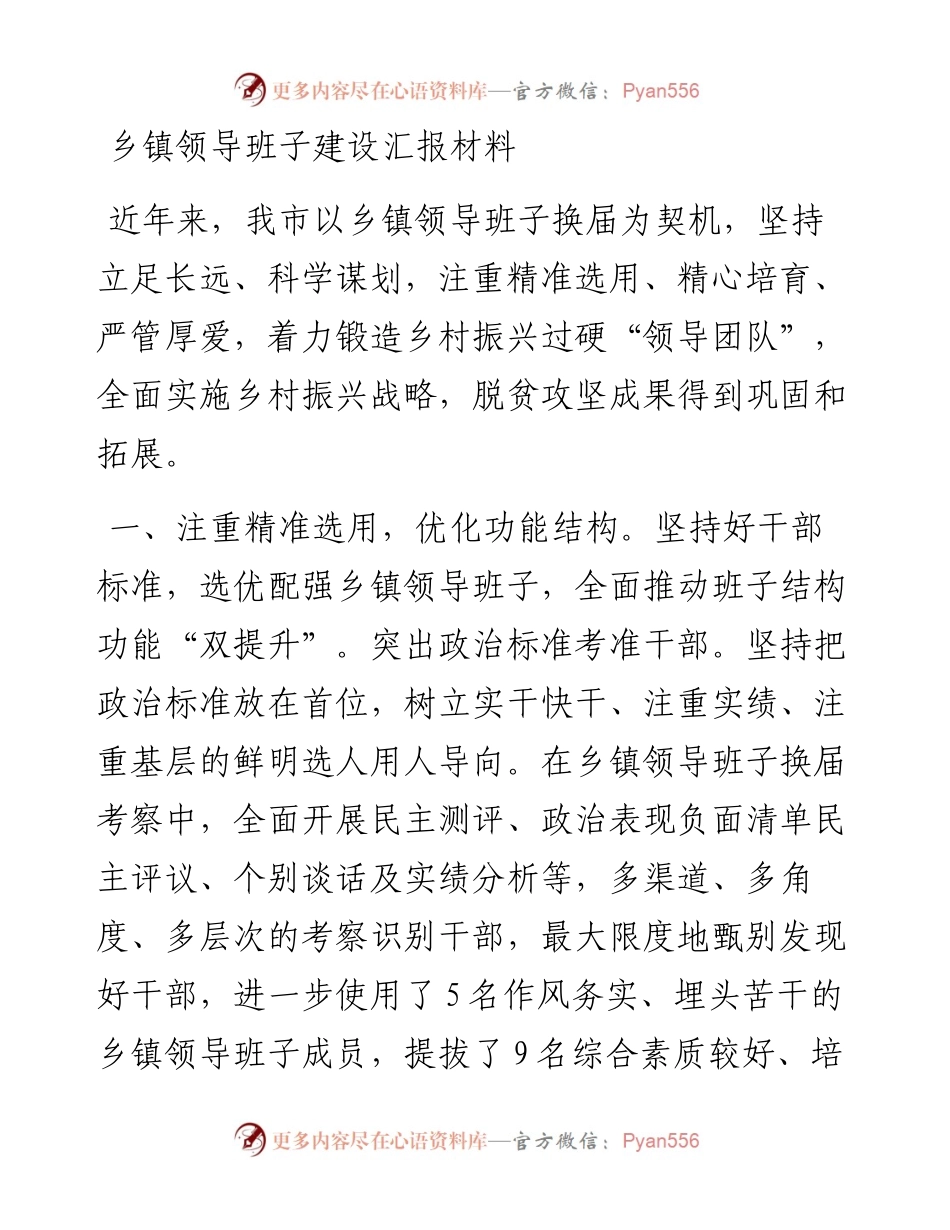 乡镇领导班子建设汇报材料.docx_第1页