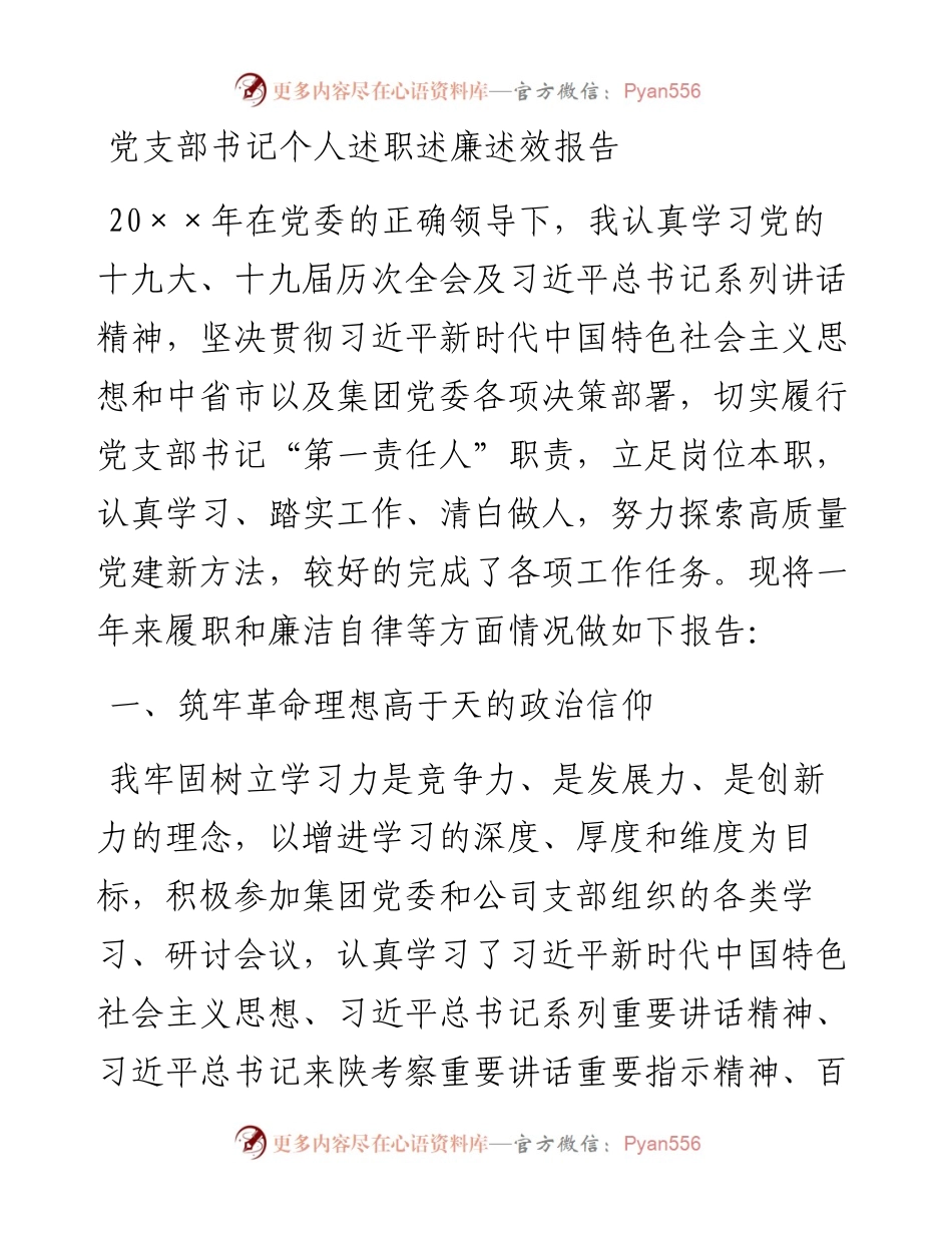 党支部书记个人述职述廉述效报告.docx_第1页