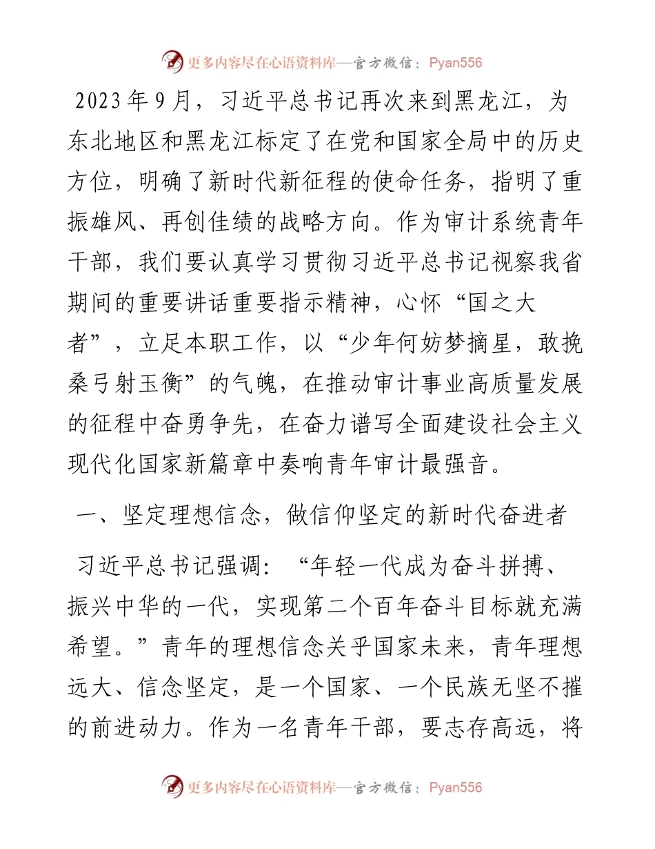 交流发言：以青春之我 推动审计事业高质量发展.docx_第1页