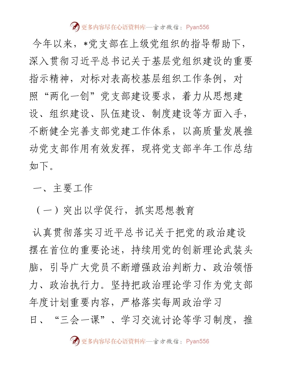 党支部半年工作总结.docx_第1页