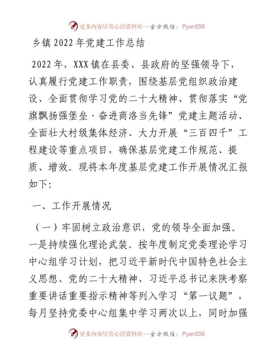 乡镇党建工作总结.docx_第1页