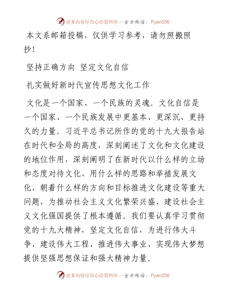 党课范文：扎实做好新时代宣传思想文化工作.docx_第1页