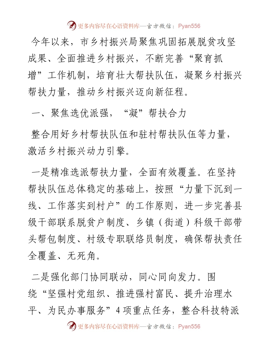 乡村振兴局驻村帮扶队伍建设工作汇报.docx_第1页