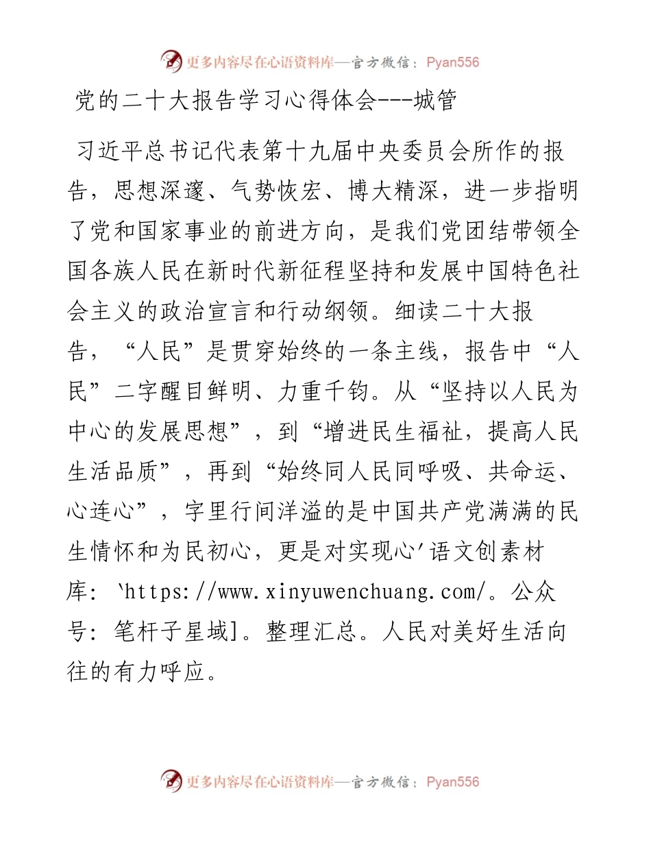 党的二十大报告学习心得体会---城管.docx_第1页