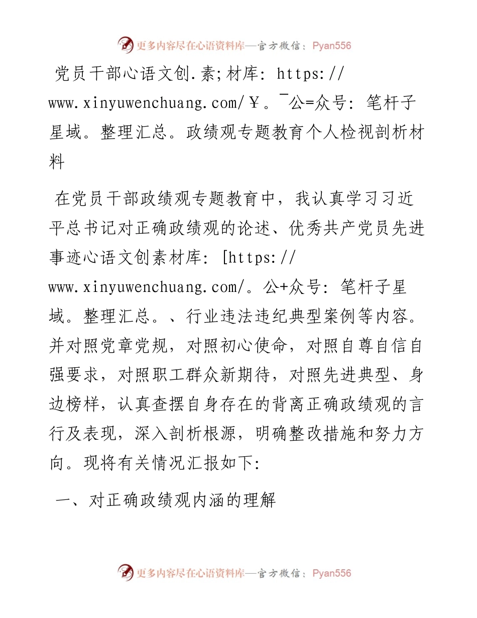 党员干部政绩观专题教育个人检视剖析材料.docx_第1页