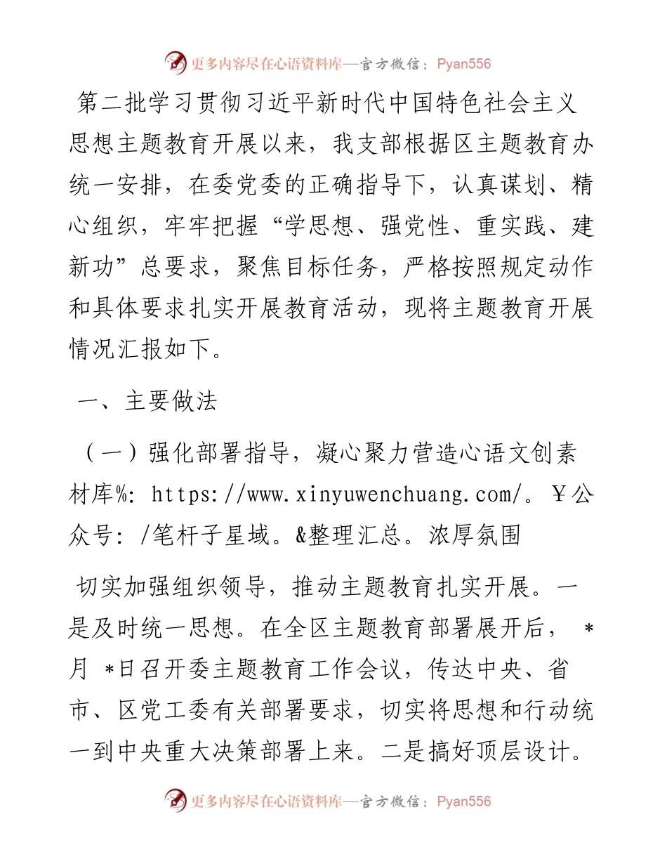 党支部主题教育工作汇报.docx_第1页