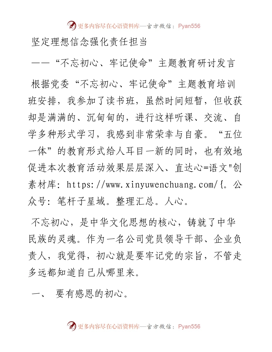 主题教育研讨发言：坚定理想信念强化责任担当.docx_第1页