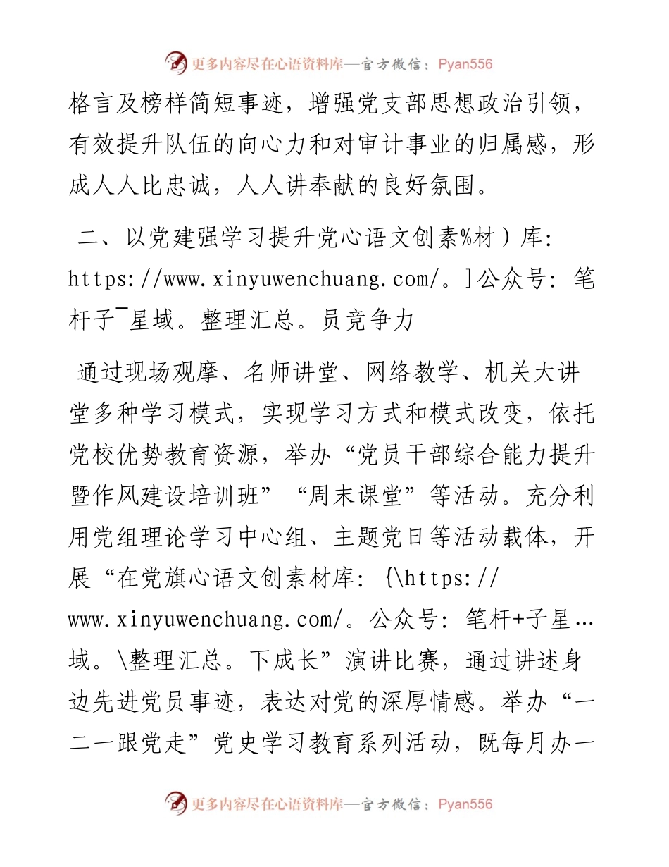 党建品牌创建工作材料：强化“五彩党建”品牌引领提升队伍战斗力（区审计局）.docx_第2页