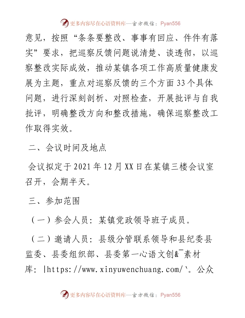 乡镇巡察整改专题民主生活会方案.docx_第2页