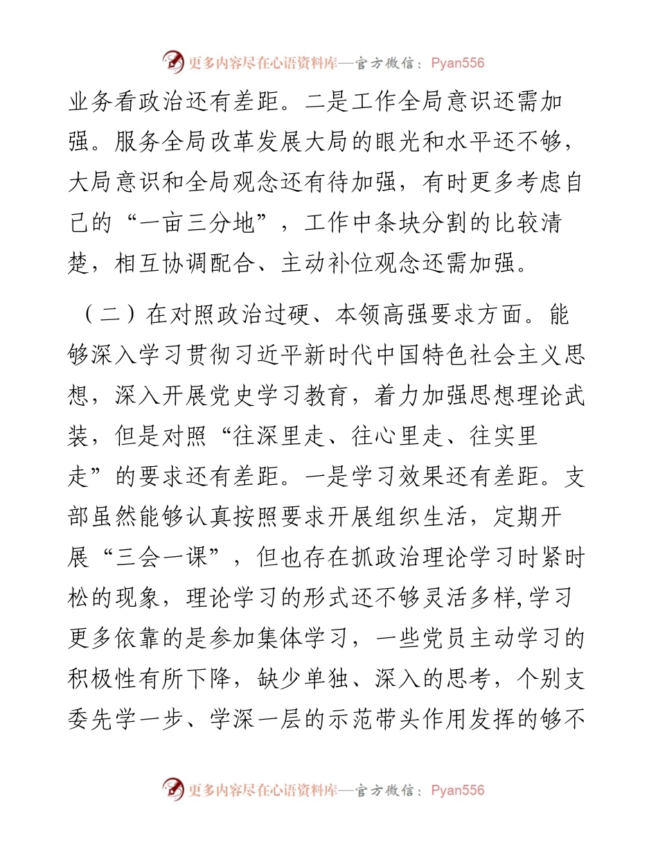 党支部专题组织生活会对照检查.docx_第2页