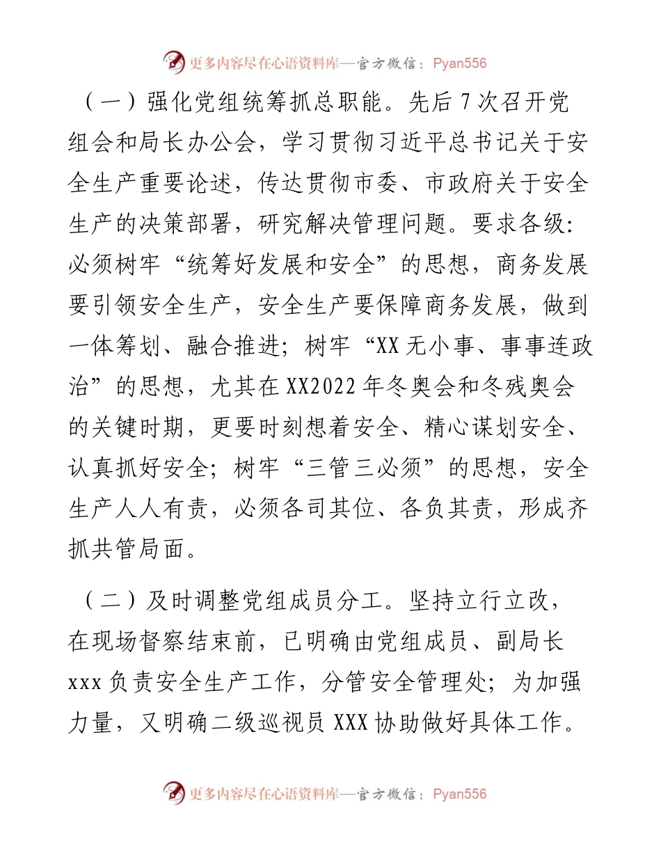中共XX市商务局党组关于市委市政府安全生产第十督察组反馈意见整改落实情况的报告.docx_第2页
