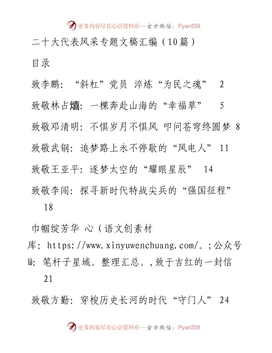 二十大代表风采专题文稿汇编-10篇.docx_第1页