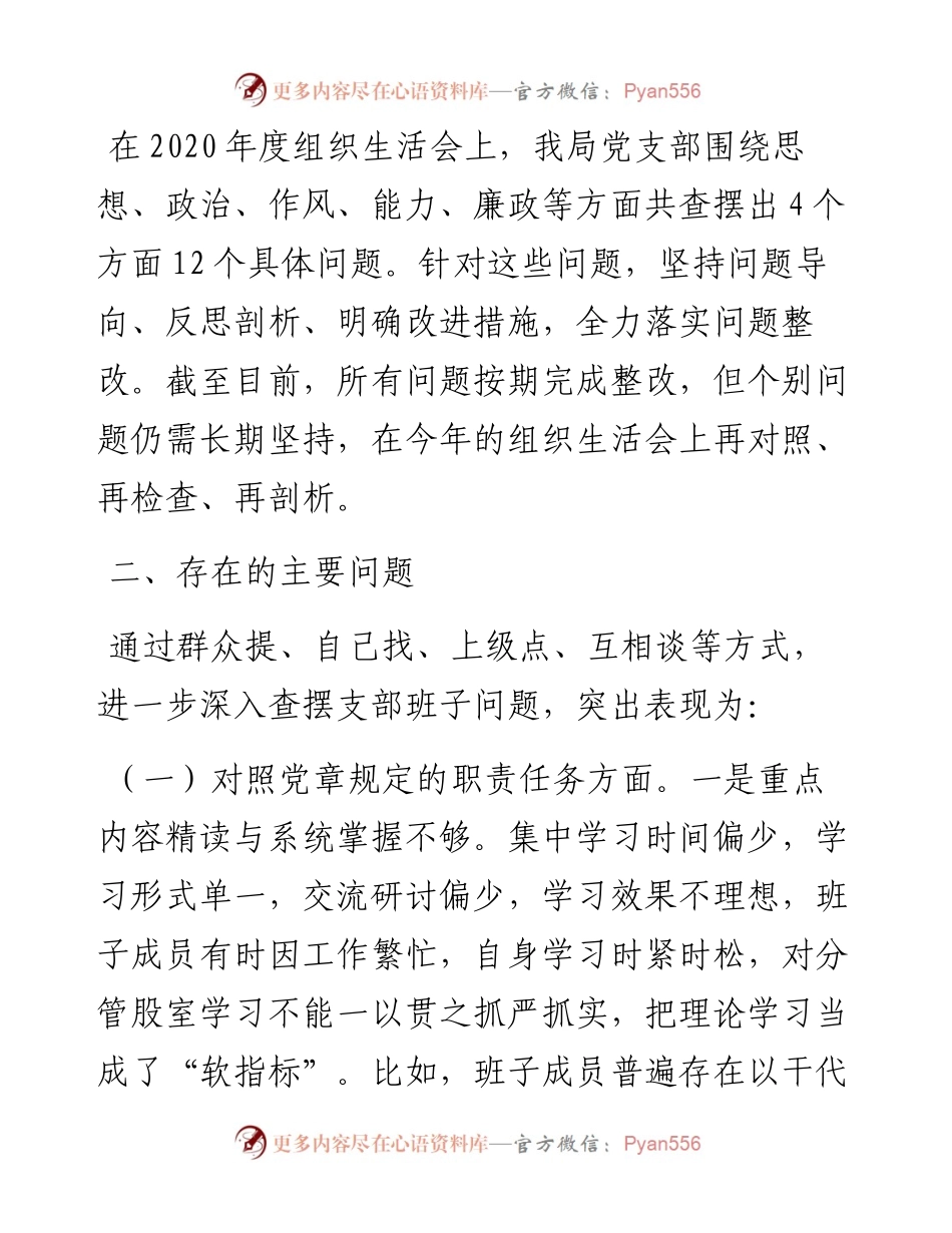 党支部（班子）度组织生活会班子对照检查材料.docx_第2页