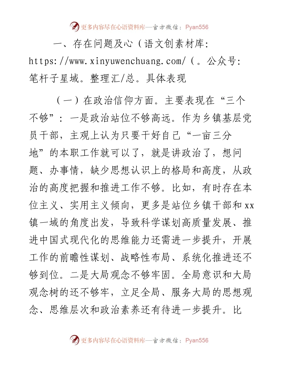 乡镇政府党员干部度组织生活会个人对照检查材料.docx_第2页