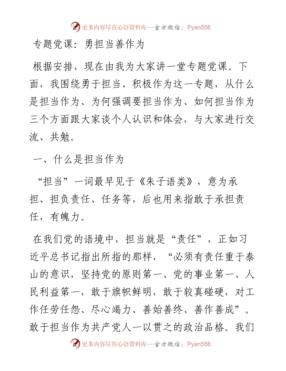 专题党课：勇担当善作为.docx_第1页
