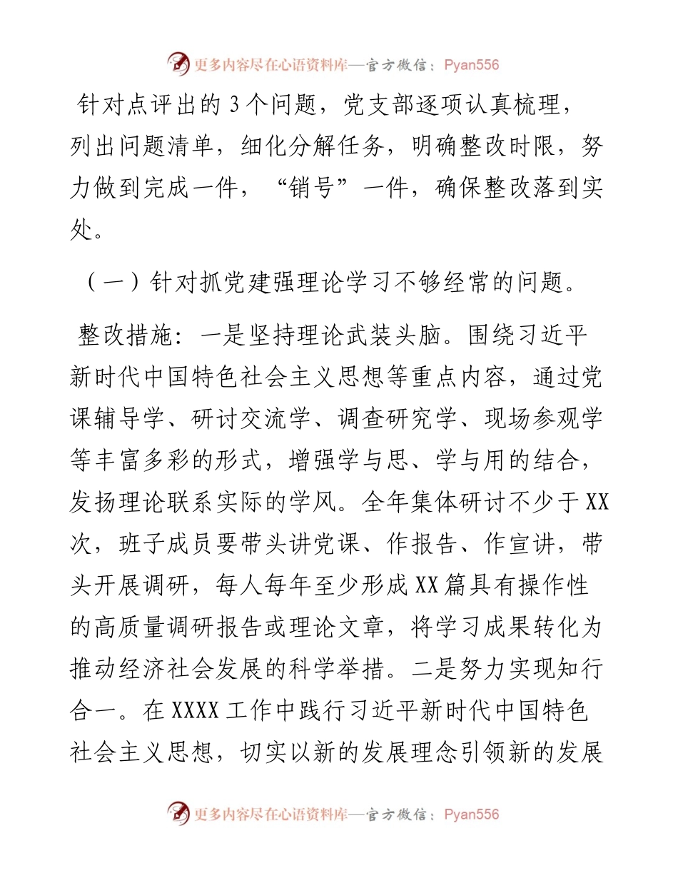 党支部抓基层党建述职点评问题整改方案.docx_第2页