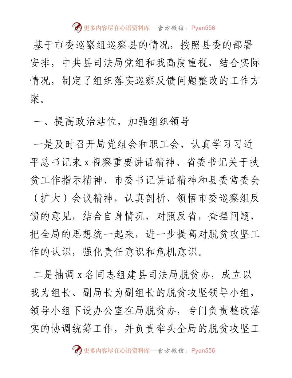 党组书记关于巡察反馈整改落实工作报告.docx_第1页