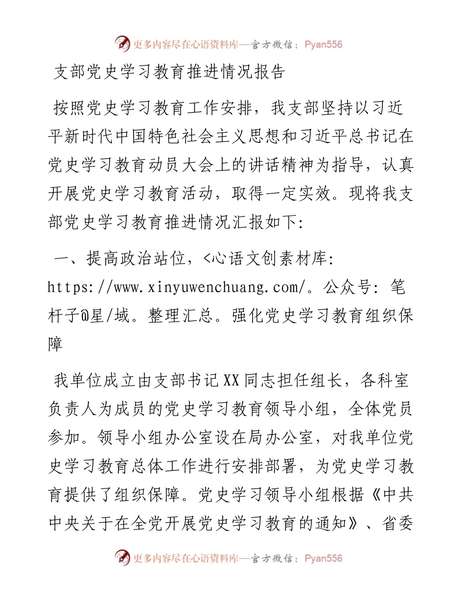 党支部党史学习教育推进情况总结报告.docx_第1页