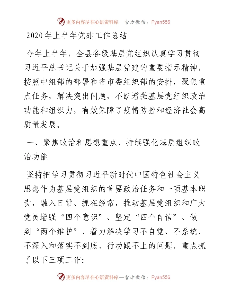 上半年党建工作总结2.docx_第1页