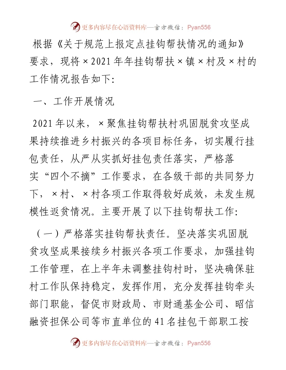 乡村振兴挂钩帮扶工作总结.docx_第1页