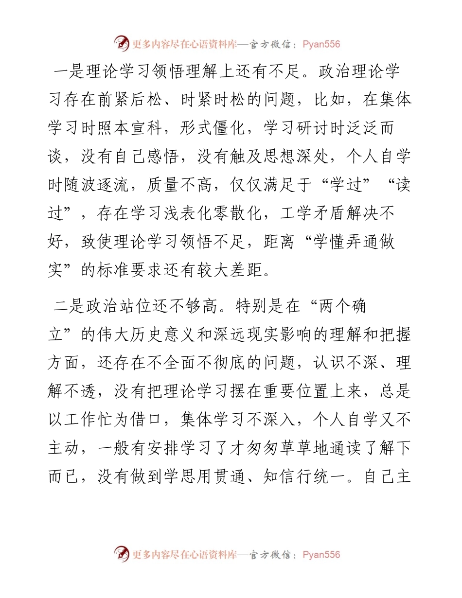 党员领导干部民主生活会个人发言提纲.docx_第2页