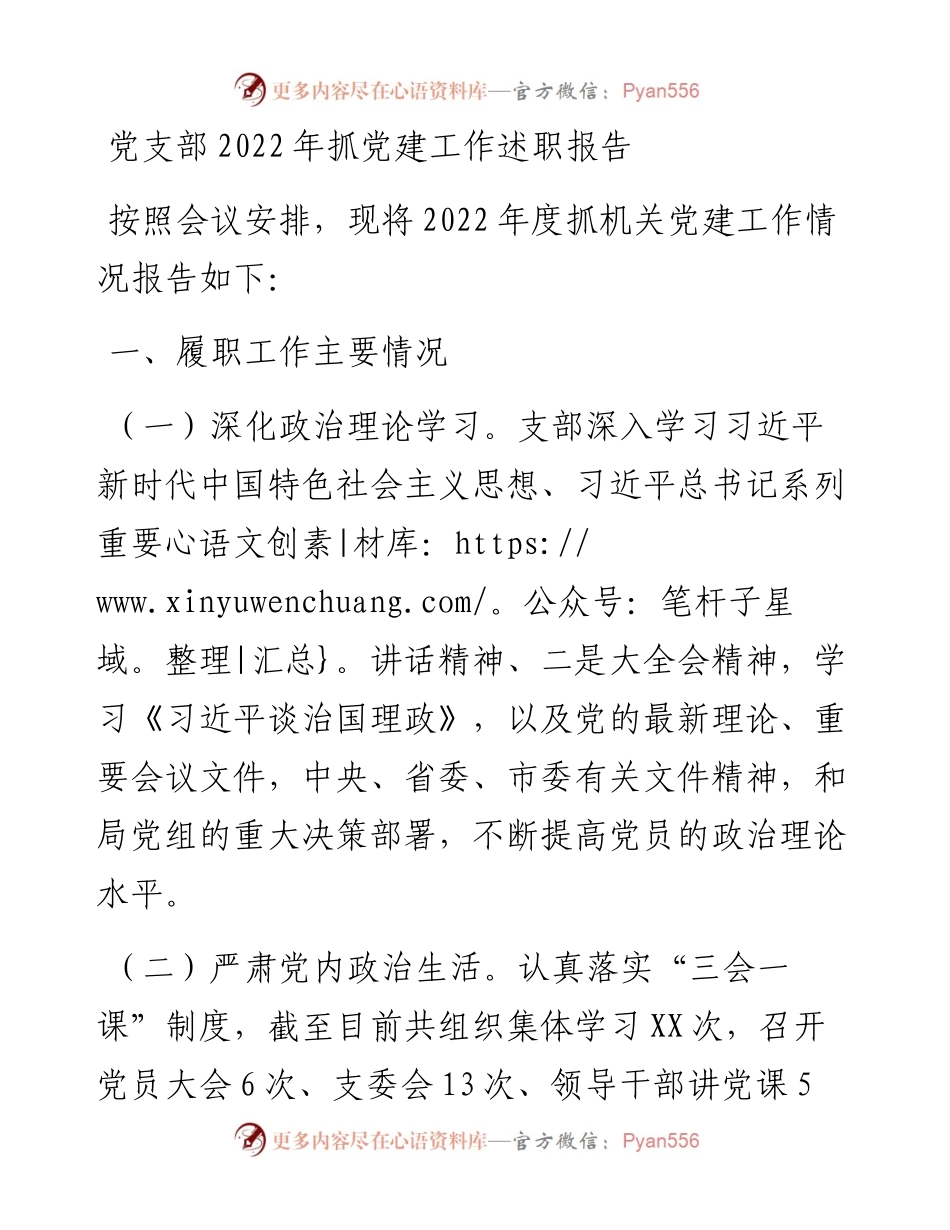 党支部抓党建工作述职报告.docx_第1页