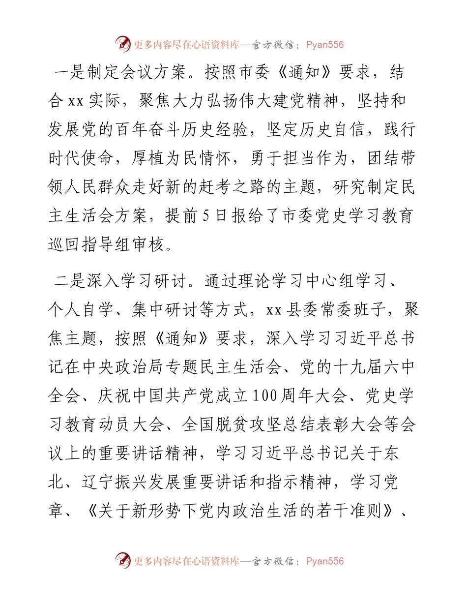 党史学习教育专题民主生活会督导组组长点评讲话.docx_第2页