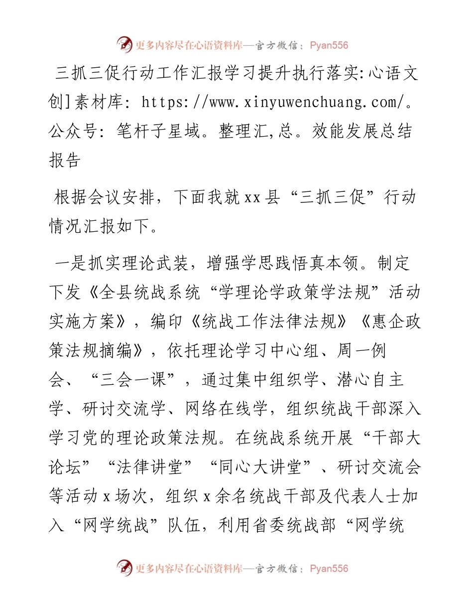 三抓三促行动工作汇报学习提升执行落实效能发展总结报告.docx_第1页