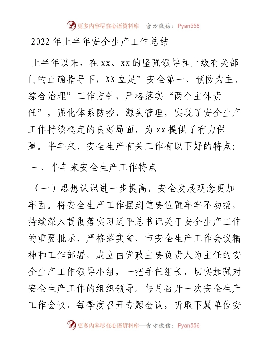 上半年安全生产工作总结 (2).docx_第1页