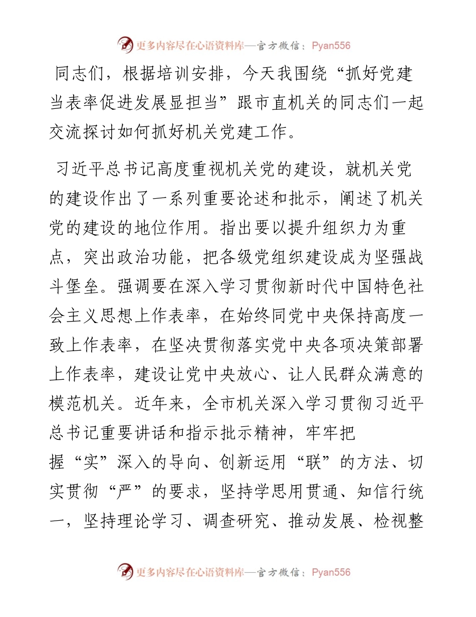 党课讲稿：抓好党建当表率 促进发展显担当.docx_第1页