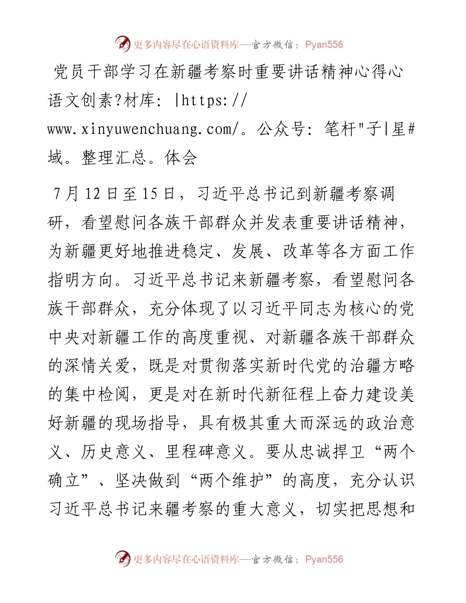 党员干部学习在新疆考察时重要讲话精神心得体会.docx_第1页