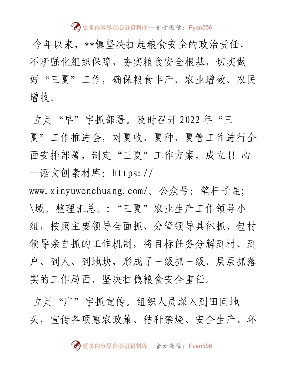 乡镇“三夏”工作总结.docx_第1页