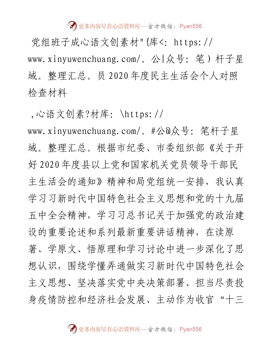 党组班子成员度民主生活会个人对照检查材料(1).docx_第1页