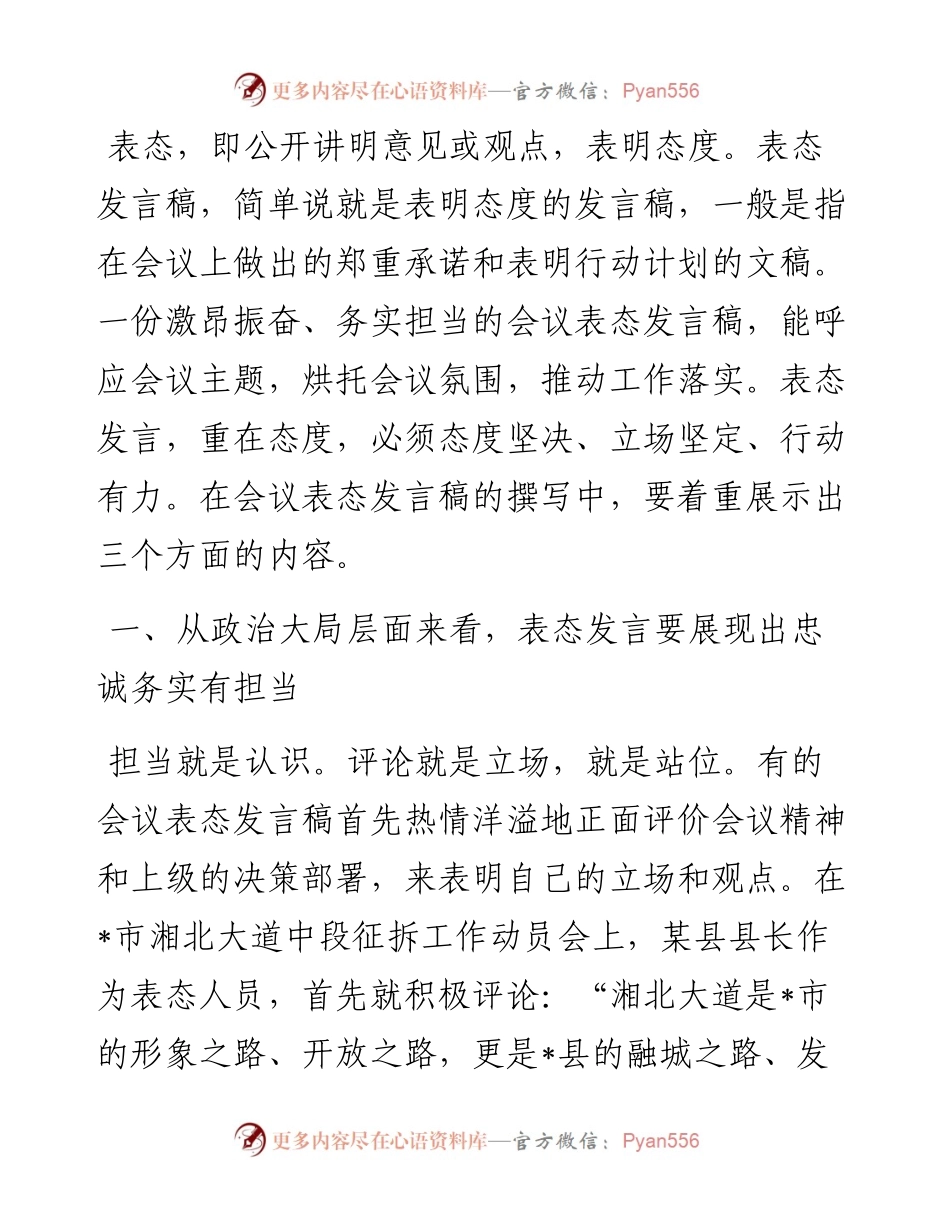 会议表态发言稿的三个层面.docx_第1页