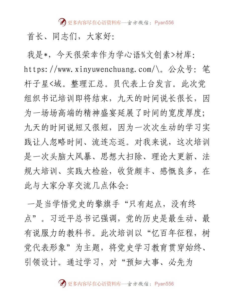 党组织书记培训总结发言材料——带好一队人，撑起一片天，做新时代党的好代表.docx_第1页