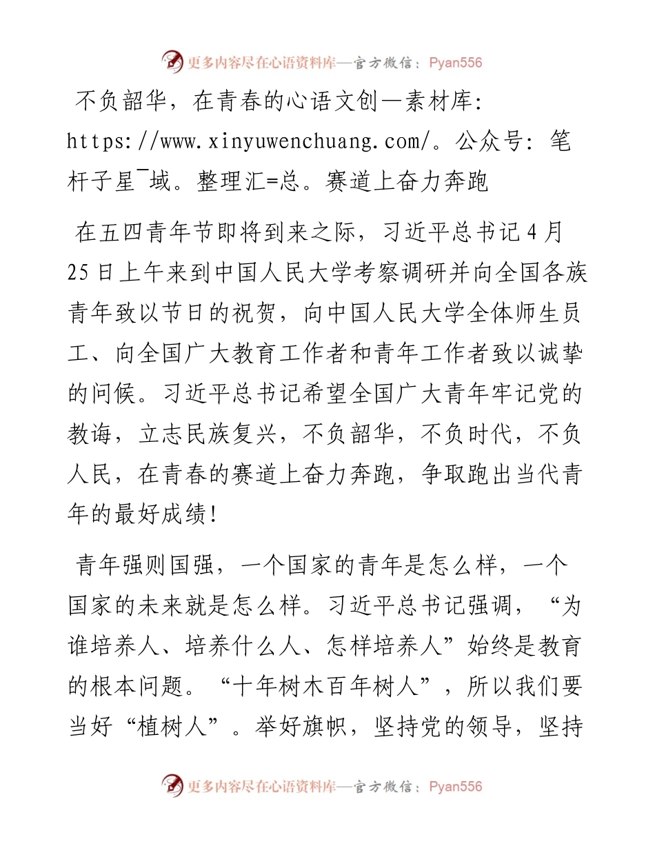 不负韶华，在青春的赛道上奋力奔跑.docx_第1页