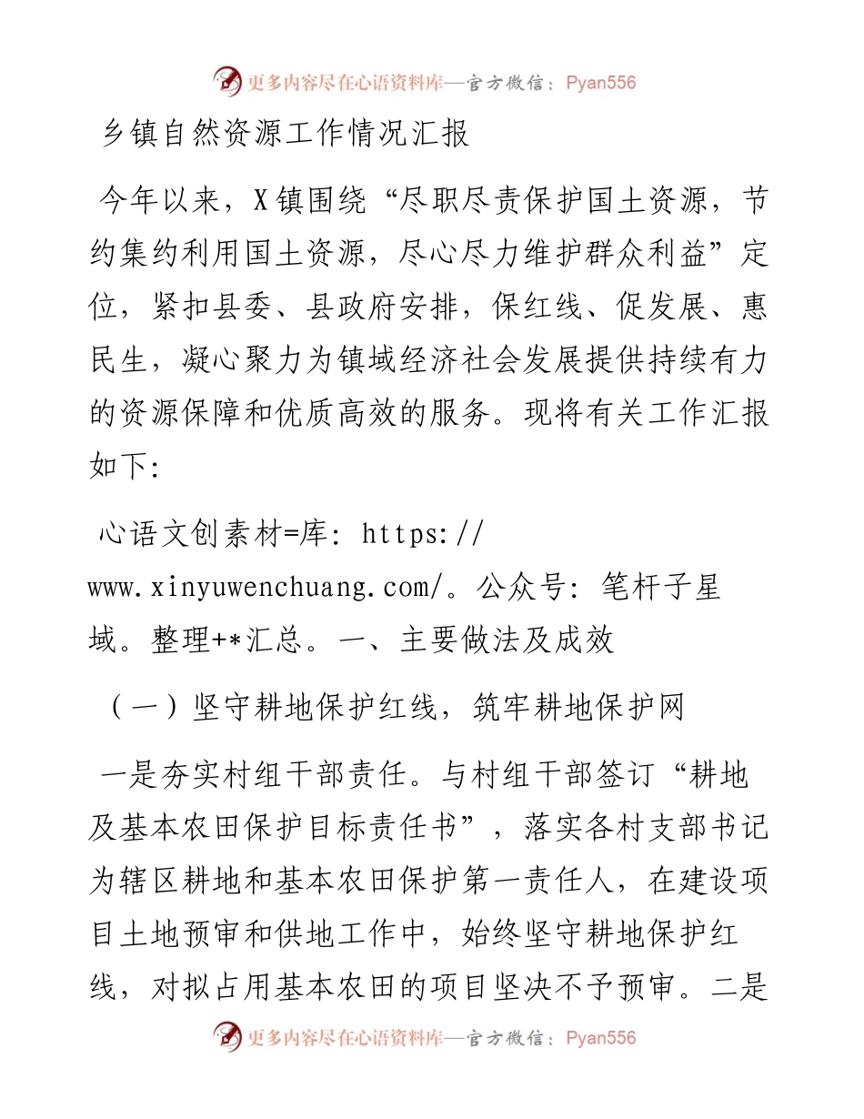 乡镇自然资源工作情况汇报.docx_第1页