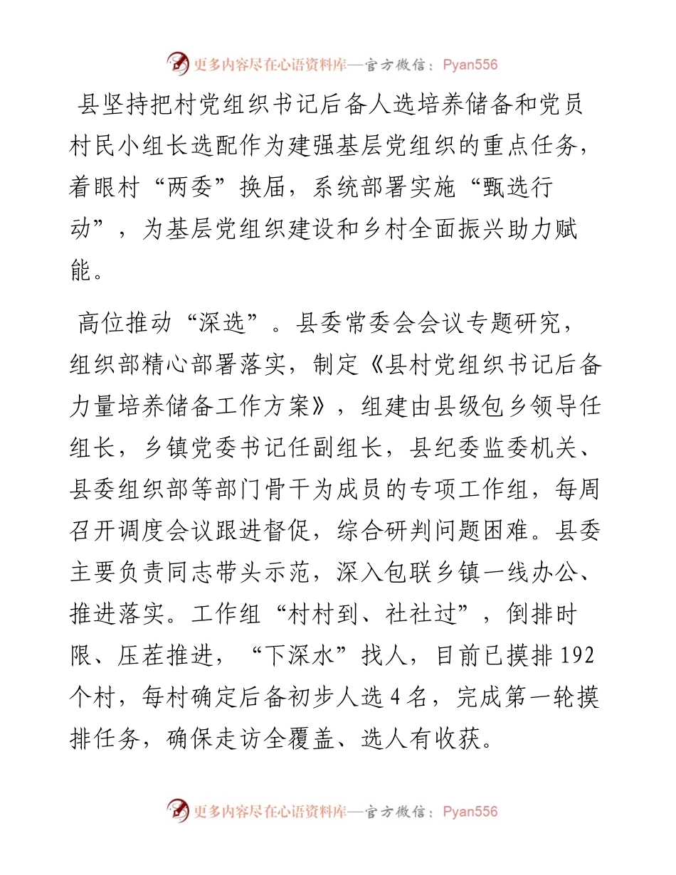 交流发言：实施“甄选行动” 建强村级后备干部队伍.docx_第1页