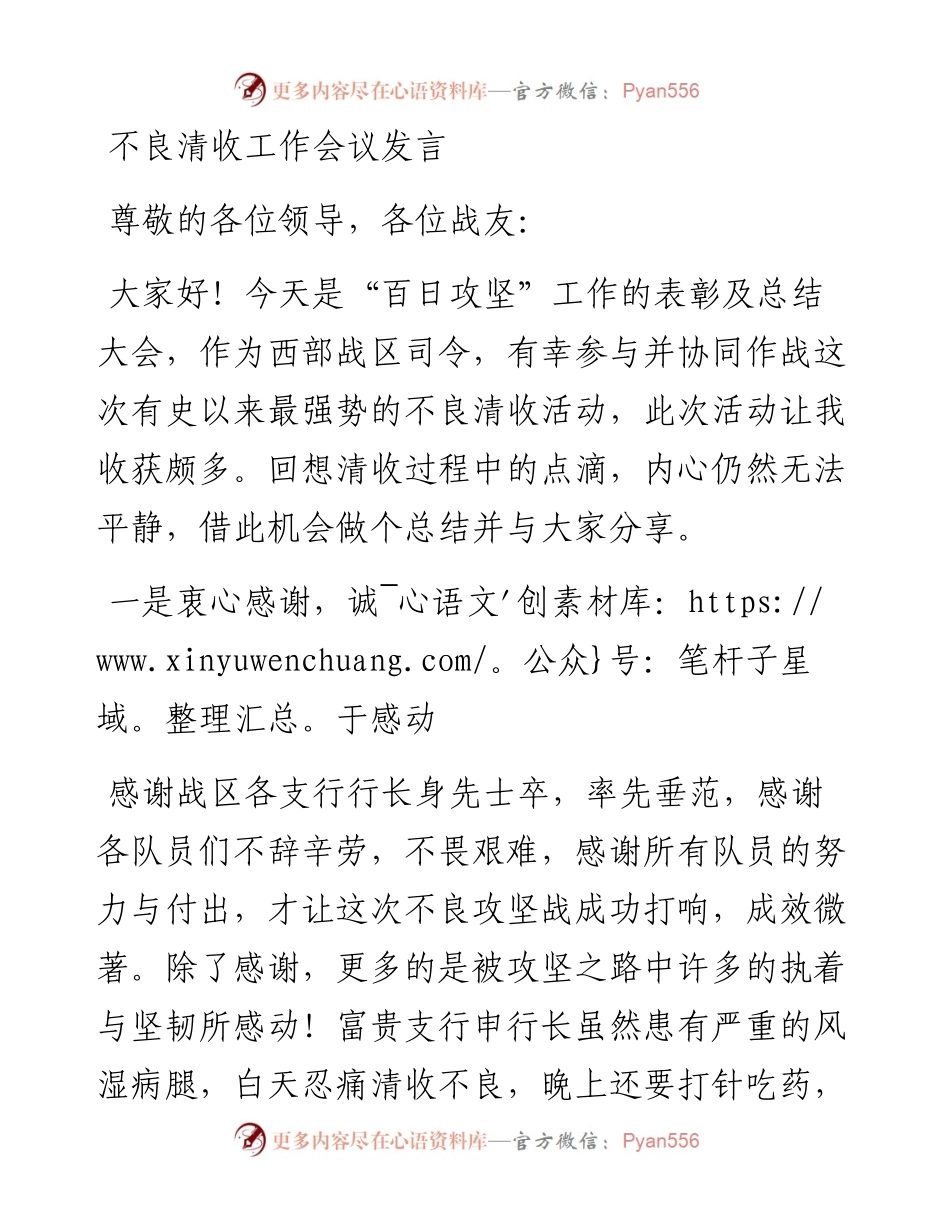 不良清收工作会议发言.docx_第1页